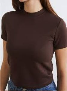 Brown Mock Neck T-Shirt