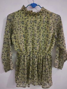 Chiffon Floral Print Peplum Top