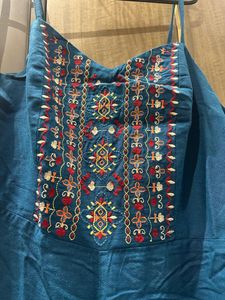 Boho Teal Embroidered Jumpsuit