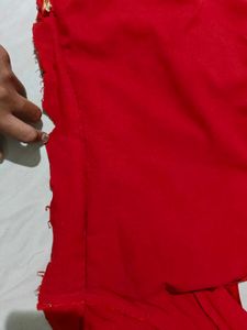 Red Embroidered Churidar Top + Pants