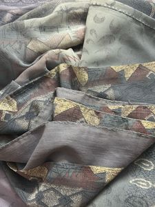 Elegant Grey Saree with Gold &amp; Maroon Accents