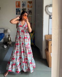 Boho Floral Halter Neck Dress