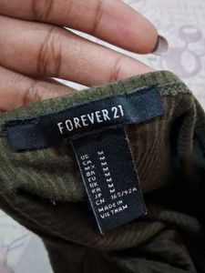 Olive Ribbed Cropped Top