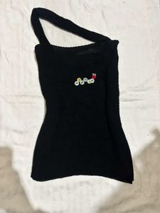 Black One-Shoulder Asymmetrical Top