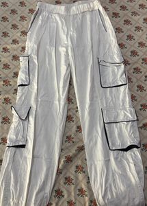 White Cargo Pants with Black Trim