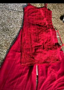 Stunning Red Chikankari Kurta Set