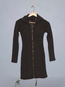 Chic Black Zip-Front Mini Dress