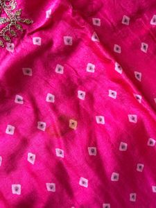 Pink Leheriya/Bandhej Kurta Set W/ Dup
