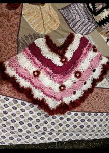 Chunky Knit Poncho with Tassel Trim