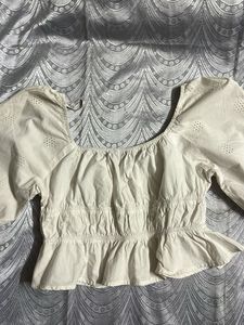 Chic Puff Sleeve Eyelet Top