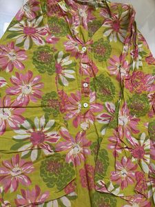 Vibrant Floral Print Cotton Kurta with pocket
