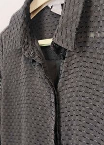 Stylish Semi-Sheer Black Partywear/Office Shirt