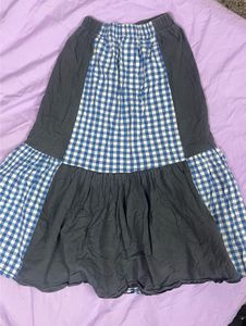 Blue Checkered Maxi Skirt