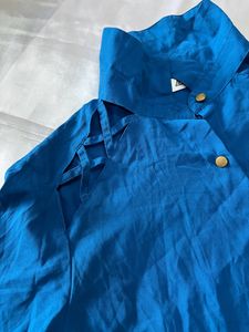 Teal blue high low shirt
