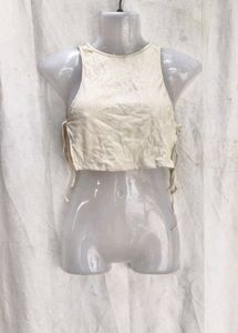 48127. Cream Crop Top with Side Ties
