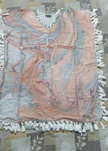 Stylish Marble Print Mirror Kaftan Top