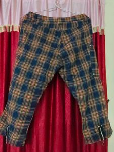 Navy Blue Capri With Multi Colour checks