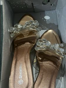 Sparkling Bow Embellished Heeled Mules