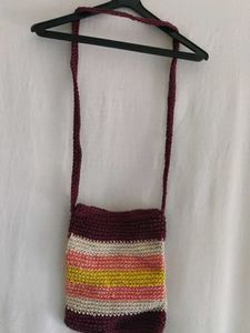 Handmade Striped Crochet Crossbody Bag