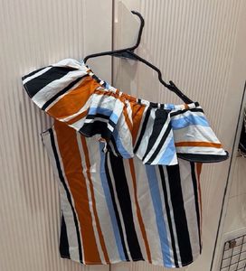 Striped Off-Shoulder Ruffle Top