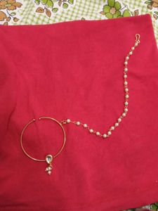 White diamond Elegant Pearl Nath with Chain
