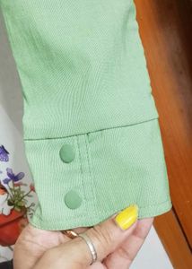 Light Green Collared Shirt Dress