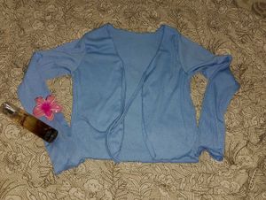 Cute Light Blue Tie-Front Cardigan