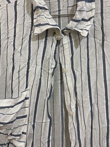 Vertical Stripe Button-Up Shirt
