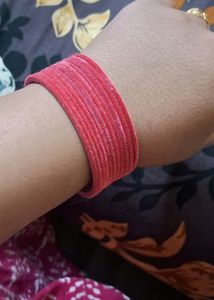Pink Velvet Bangles Set Of 12