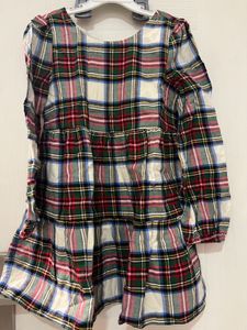 New Gap Kids Checked Tiered Frock 6-7 Yrs