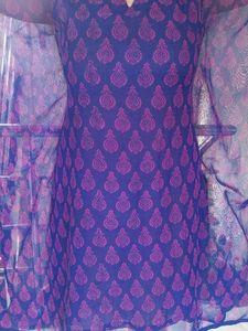 Blue Printed Kaftan Kurta