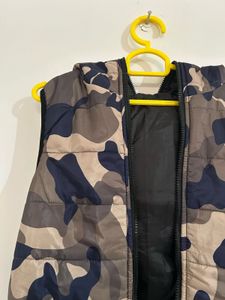 Camouflage Puffer Vest with Hood