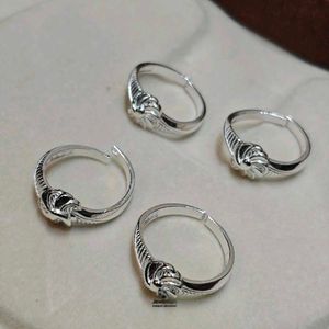 Elegant Pure Silver Toe Rings One Pair
