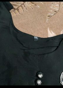 unused Elegant Black Kurta with Floral Applique