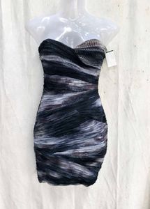 85209. Strapless Abstract Print Mini Dress