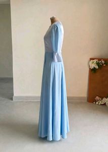 Elegant Blue &amp; White Maxi Dress