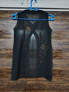 Black Embroidered Ethnic Vest