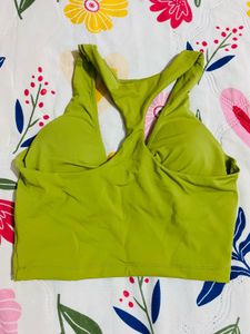 lime green twist front bralette