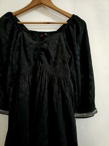 Chic Black Puff Sleeve Mini Dress(FIXED PRICE)