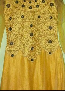 Gold  Anarkali Gown with dupatta and paijama