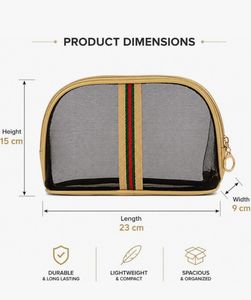 Stylish Transparent Mesh Cosmetic Pouch