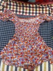 Boho Floral Smocked Off-Shoulder Dress