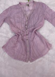 Lavender Button-Up Tunic Top