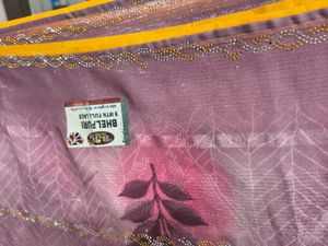 New Beautiful Purple Saree with Pink Motifs