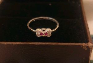 Elegant Bow Ring with Stones pure silver