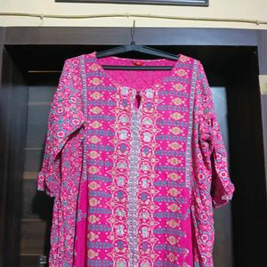 Vibrant Pink Printed Kurta