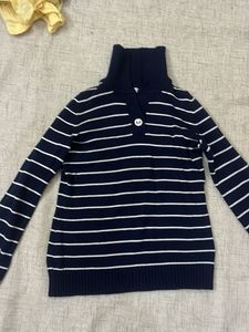 Striped Navy Turtleneck Sweater