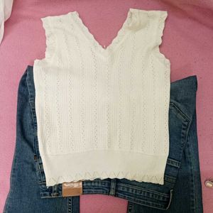 Crochet Sleeveless V Neck Top