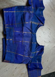 Royal Blue Cotton Silk Checked Design Saree