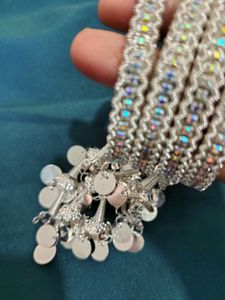 Elegant Silver Anklet with Sequins &amp; Charms